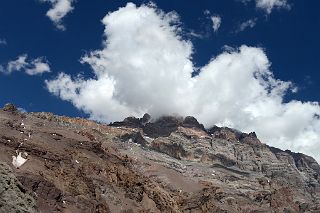04 Aconcagua West Face Afternoon From Plaza de Mulas Base Camp 4360m